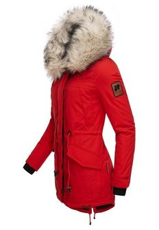 Giacca invernale Navahoo LadyLike da donna con cappuccio e pelliccia, rosso