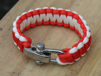 Pentagon braccialetto paracord, rosso-bianco, fibbia in metallo