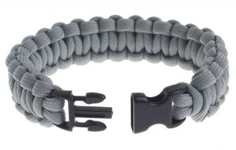 braccialetto paracord, fibbia in plastica, grigio