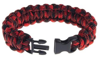 braccialetto paracord, fibbia in plastica, rosso-nero