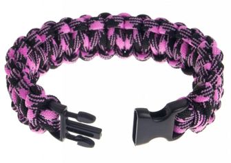 IT braccialetto paracord, fibbia in plastica, rosa-nero