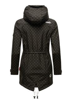 Marikoo ZIMTZICKE giacca invernale softshell da donna con cappuccio, nera a pois