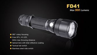 Fenix torcia tattica a LED FD41zoom, 900 lumen