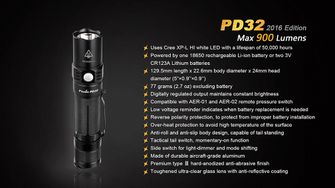 LED baterka Fenix PD32 XP-L 900lumen informácie 