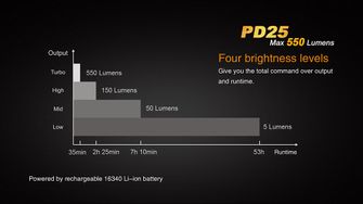 Set di torce Fenix PD25 + batteria USB 700 mAh