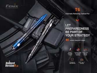 Penna tattica Fenix T6 con torcia LED - nero