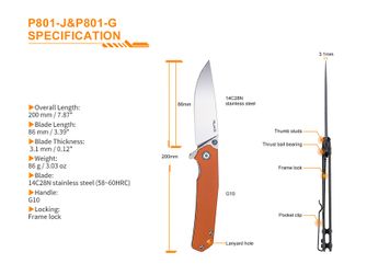 Coltello Ruike P801 - arancione