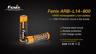 Batteria ricaricabile Fenix 14500 800 mAh agli ioni di litio