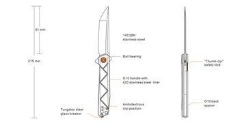 Coltello di chiusura Ruike P127 - carbonio