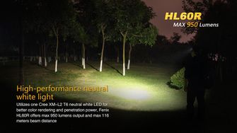 Fenix lampada frontale potente HL60R - nero