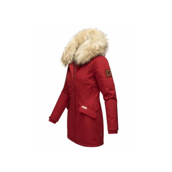 Giacca invernale Navahoo Cristal da donna con cappuccio e pelliccia, rosso sangue