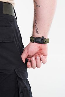 WARAGOD Bracciale paracord Bazin con fischietto e pastello, verde