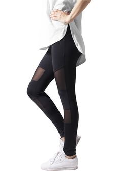 Leggings Urban Classics Tech Mesh da donna, nero