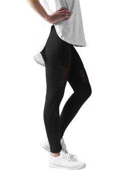 Leggings Urban Classics Tech Mesh da donna, nero