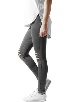 Leggings Urban Classics al ginocchio tagliato da donna, nero