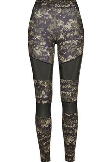 Leggings Tech Mesh da donna di Urban Classics, camo digitale in legno