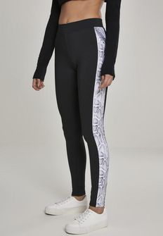 Leggings Urban Classics da donna con motivo a righe laterali, serpente nero