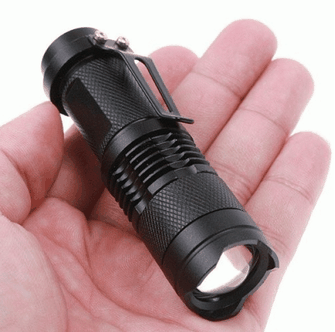 LED UV torcia militare ricaricabile zoom, 10cm