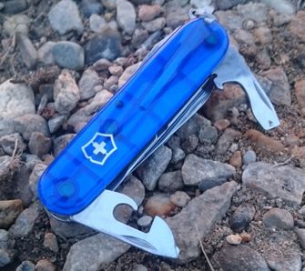 Victorinox coltello tascabile trasparente 91mm Huntsman, blu