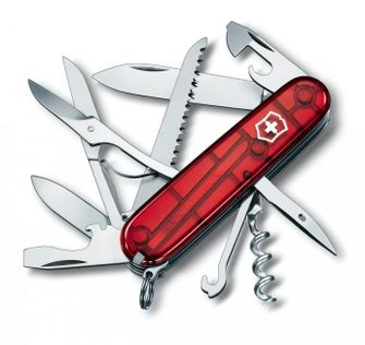 Victorinox coltello tascabile trasparente 91mm Huntsman, rosso