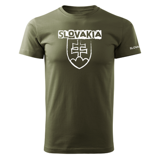 DRAGOWA maglietta corta con segno slovacco e scritta, oliva 160g/m2
