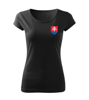 Maglietta DRAGOWA donna piccola con emblema slovacco colorato, nero