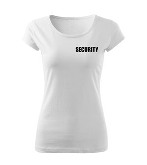 T-shirt DRAGOWA da donna con scritta SECURITY, bianca