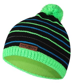 Cappellino Husky per bambini 34, nero/verde neon