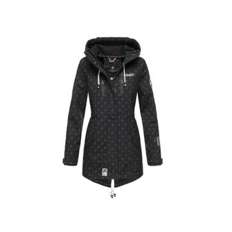 Marikoo ZIMTZICKE P giacca invernale softshell da donna con cappuccio, nera a pois