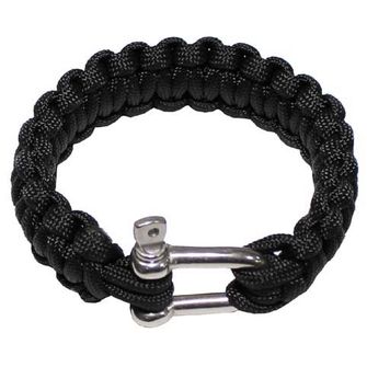 MFH braccialetto paracord, nero, fibbia in metallo, larghezza 2,3 cm