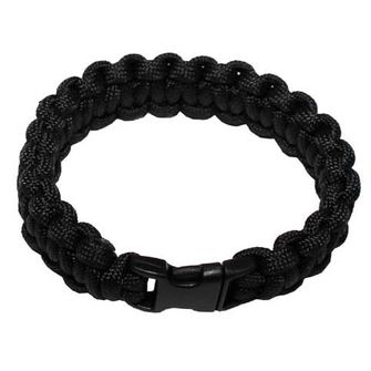 MFH braccialetto paracord, nero, chiusura a clip, larghezza 1,9 cm