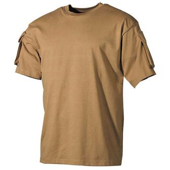 MFH US, Coyote, maglietta con tasche in velcro sulle maniche, 170g/m2