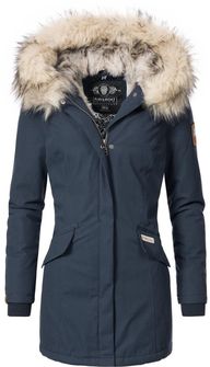Navahoo Cristal, giacca invernale da donna con cappuccio e pelliccia, navy