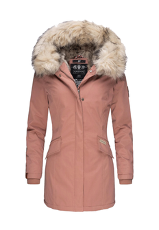 Navahoo Cristal, giacca invernale da donna con cappuccio e pelliccia, terracotta
