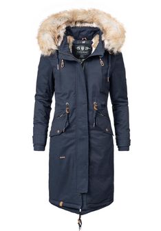 Navahoo KIN-JOO giacca invernale da donna con cappuccio e pelliccia, navy