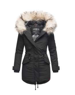 Navahoo LadyLike, giacca invernale da donna con cappuccio e pelliccia, nero