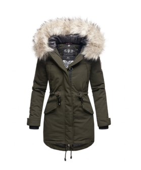 Giacca invernale Navahoo LadyLike da donna con cappuccio e pelliccia, oliva