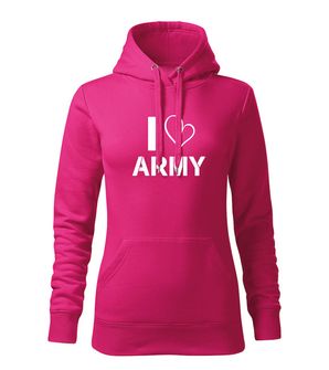 DRAGOWA felpa con cappuccio da donna i love army, rosa 320g/m2