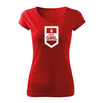 DRAGOWA T-shirt corta da donna, ragazza dell'esercito, rosso 150g/m2