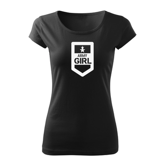 DRAGOWA T-shirt corta da donna, ragazza dell'esercito, nero 150g/m2