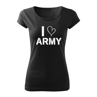 DRAGOWA T-shirt corta da donna i love army, nero 150g/m2