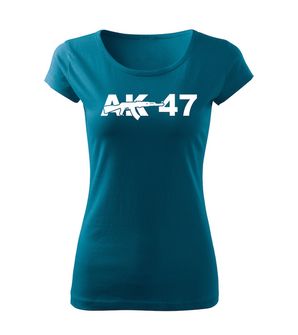 DRAGOWA maglietta da donna AK-47, blu petrolio 150g/m2