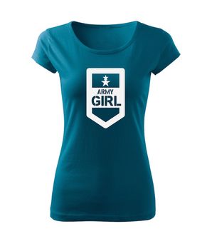 DRAGOWA t-shirt donna army girl, blu petrolio 150g/m2