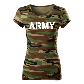 DRAGOWA maglietta da donna, army, mimetico 150g/m2