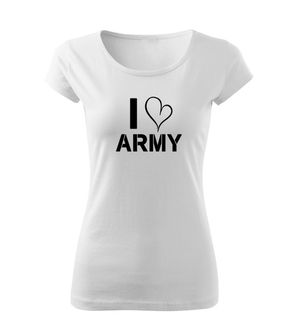 DRAGOWA T-shirt donna I love army, bianco 150g/m2