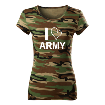 DRAGOWA maglietta da donna i love army, mimetico 150g/m2