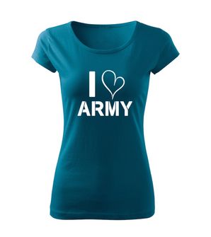 DRAGOWA t-shirt donna i love army, blu petrolio 150g/m2