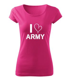 DRAGOWA T-shirt donna I love army, rosa 150g/m2