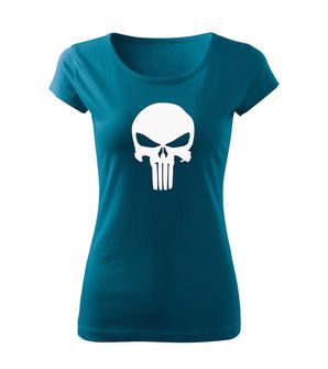 DRAGOWA t-shirt donna punisher, blu petrolio 150g/m2