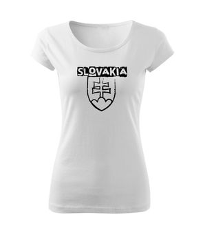 DRAGOWA T-shirt da donna Emblema slovacco con scritta, bianco 150g/m2